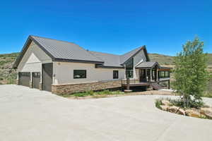 Exterior space featuring a garage