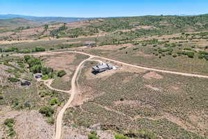 Aerial view featuring a mountain view