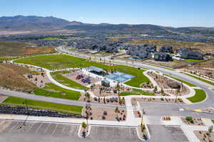 Aerial view featuring a mountain view