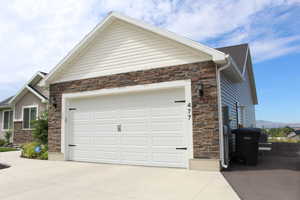 Exterior space featuring a garage