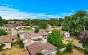 Drone / aerial view featuring a mountain view