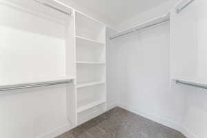 Spacious closet featuring carpet floors