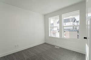 Carpeted empty room featuring a healthy amount of sunlight