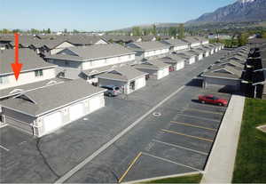 Bird's eye view with a mountain view