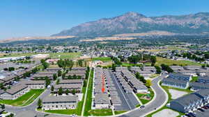 Aerial view featuring a mountain view