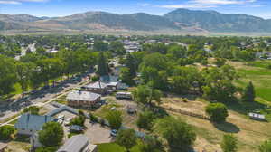 Bird's eye view with a mountain view