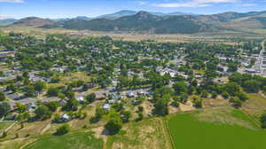 Aerial view featuring a mountain view