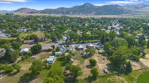 Aerial view featuring a mountain view