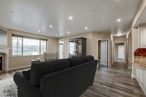 Living room featuring light wood-type flooring