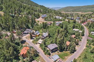 Birds eye view of property with a mountain view