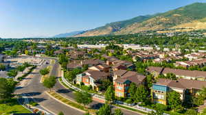 Drone / aerial view with a mountain view