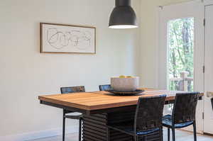 Dining space featuring light wood-type flooring