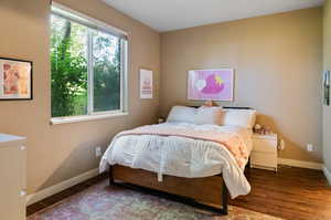 Bedroom featuring dark hardwood / wood-style floors