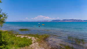 Water view with a mountain view