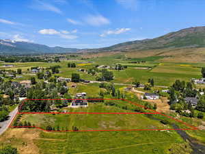 Bird's eye view featuring a mountain view and a rural view