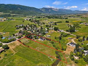 Bird's eye view featuring a mountain view and a rural view