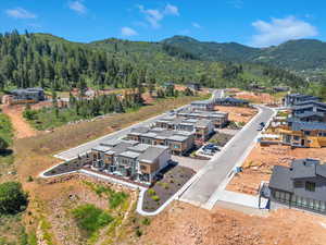 Birds eye view of property with a mountain view