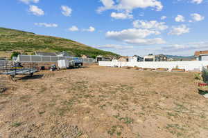 View of yard with a mountain view