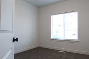 Carpeted spare room featuring a healthy amount of sunlight