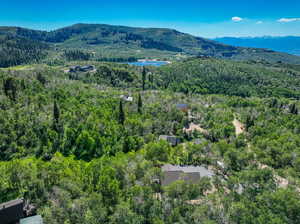 Aerial view with a mountain view