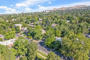 Aerial view with a mountain view