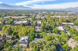 Drone / aerial view featuring a mountain view