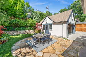 View of patio / terrace and garage