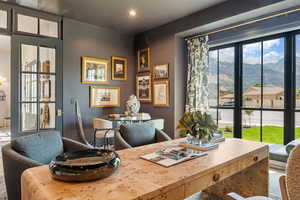 Home office featuring a wealth of natural light and a mountain view