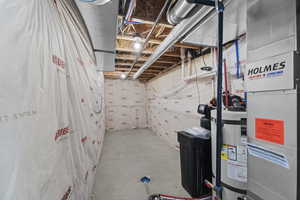 Basement with secured water heater