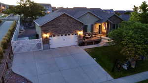 View of front of property with a garage