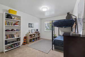 Bedroom featuring carpet floors