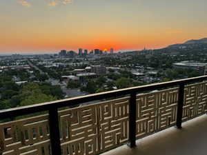 View from balcony at dusk