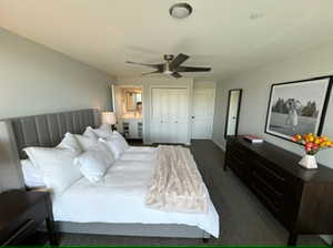 Bedroom 3 showing vanity with sink inside the closet.