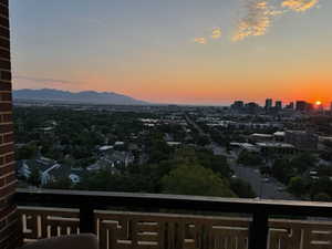 Mountain and city view at sunset