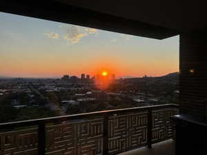 View from balcony at dusk