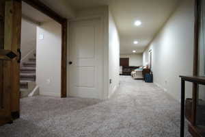 Basement Landing and Flex Room Featuring Grand Barn Door