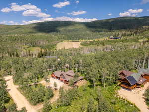 Birds eye view of property featuring a mountain view