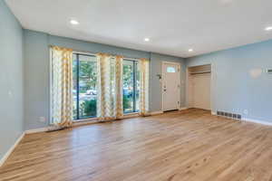 Interior space featuring light hardwood / wood-style flooring