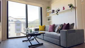 Living room featuring dark hardwood / wood-style floors