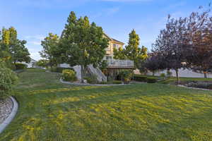 View of the house from left side of backyard