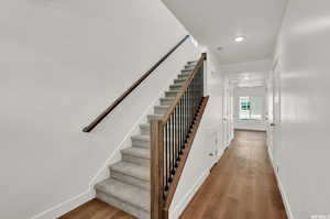 Staircase with wood-type flooring