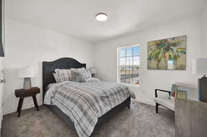 Bedroom featuring carpet