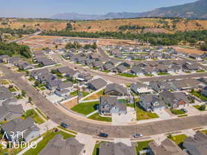 Drone / aerial view with a mountain view