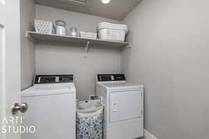 Laundry area with separate washer and dryer