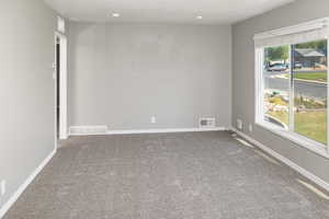 Unfurnished room featuring carpet floors and plenty of natural light