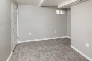 Basement with carpet floors