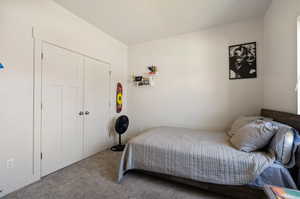 Bedroom with carpet floors