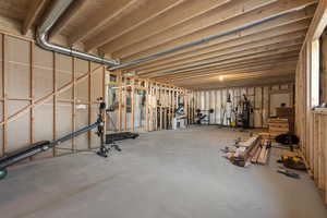 View of basementTwo additional bedrooms framed and ready for drywall