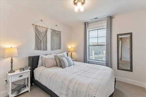 Bedroom with carpet flooring