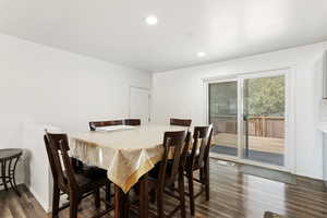 Dining space featuring dark hardwood / wood-style floors